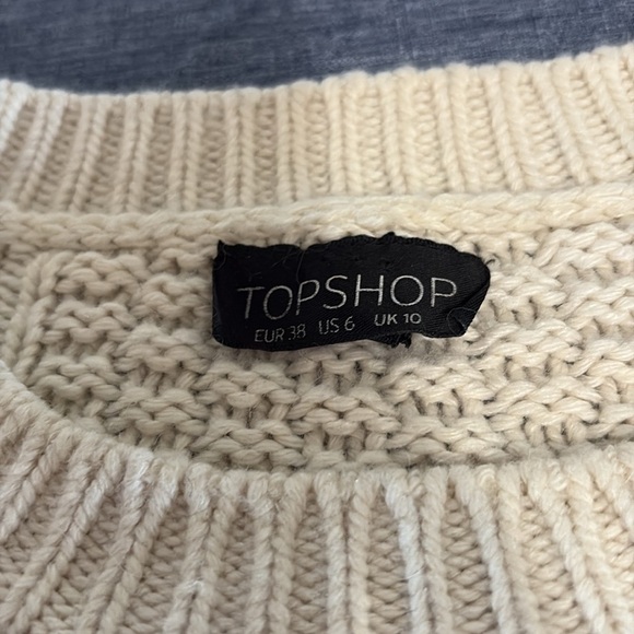 Topshop Women’s Size 6 Cream Large Knit Sweater - Picture 3 of 6